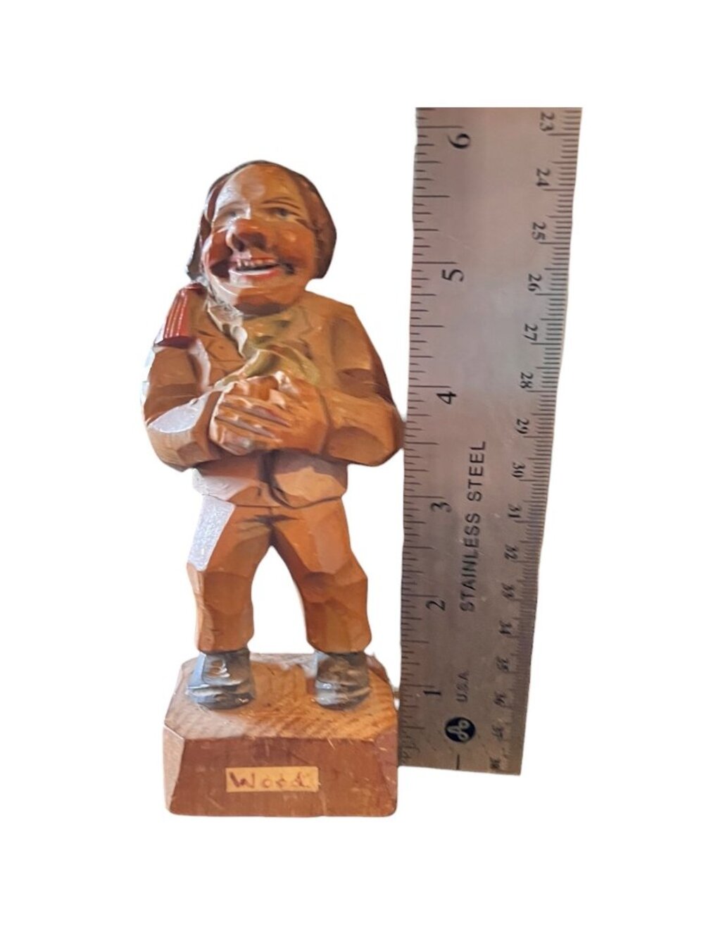 Hand Carved Vintage Wood Figurine Folk Art 5.5" T Art Sculpture Gift Collectible - Picture 8 of 10
